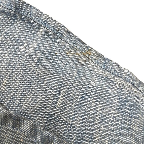 Madewell Shirred Button-Up Shirt In Linen-Cotton Blue Size Large NWT - Picture 9 of 13